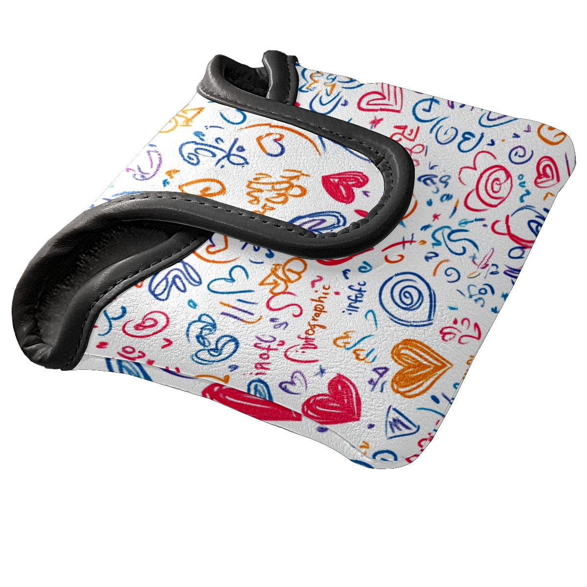 Golf Mallet Putter Cover Premium Leather Waterproof Golf Putter Head Cover with Magnetic Closure Graffiti Style Pattern