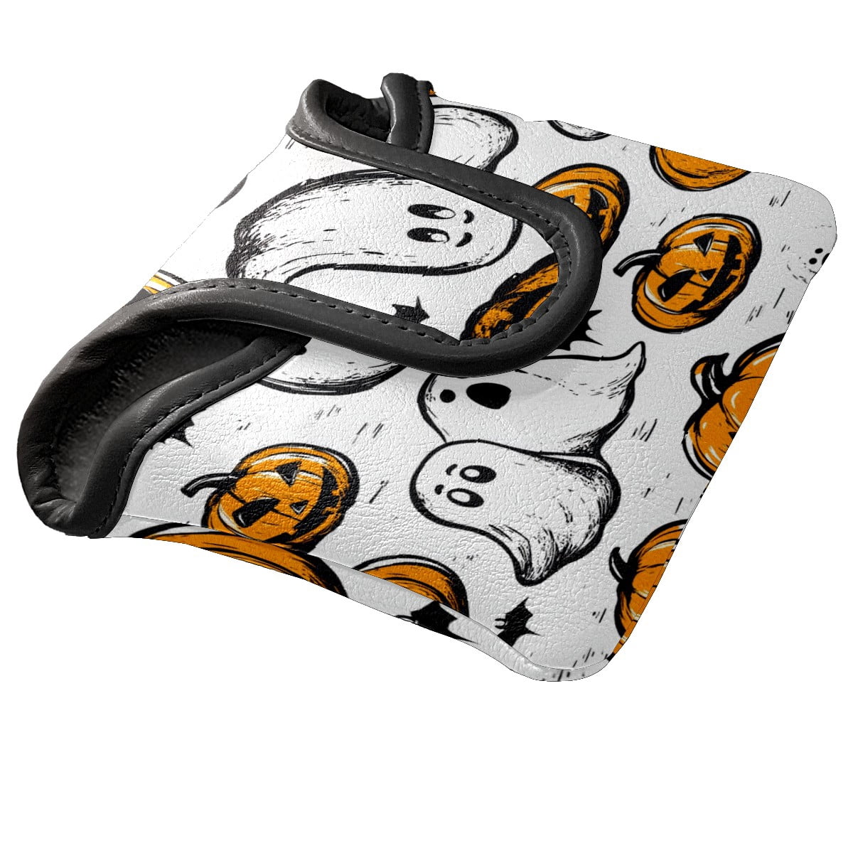 Golf Mallet Putter Cover Premium Leather Waterproof Golf Putter Head Cover with Magnetic Closure Halloween Hand-painted