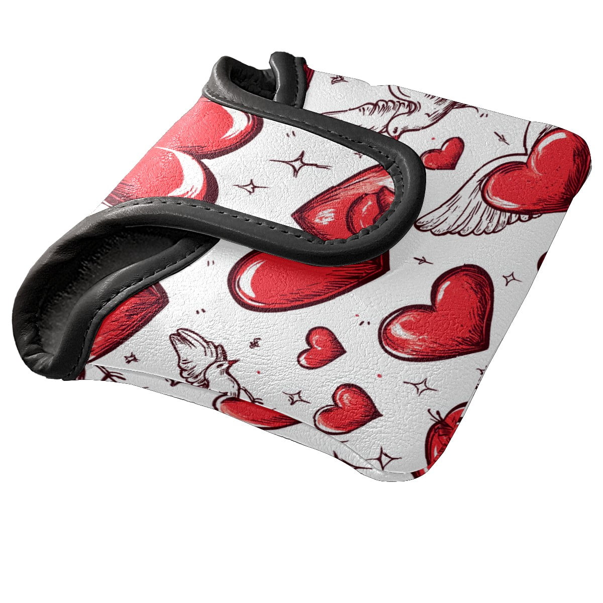 Golf Mallet Putter Cover Premium Leather Waterproof Golf Putter Head Cover with Magnetic Closure Hand-painted Love Heart