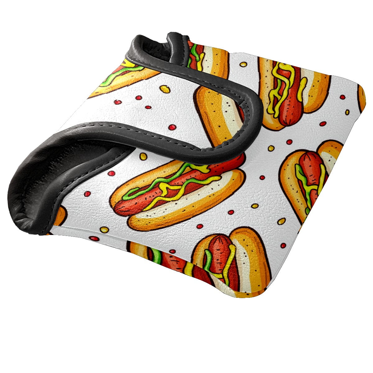 Golf Mallet Putter Cover Premium Leather Waterproof Golf Putter Head Cover with Magnetic Closure Hot Dog Pattern