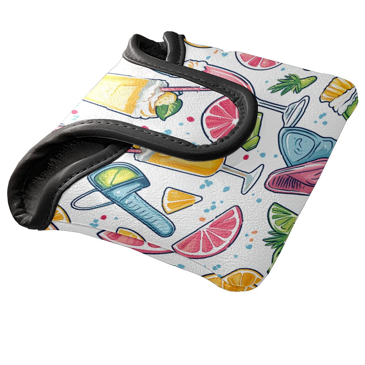 Golf Mallet Putter Cover Premium Leather Waterproof Golf Putter Head Cover with Magnetic Closure Ice Cream Juice Pattern
