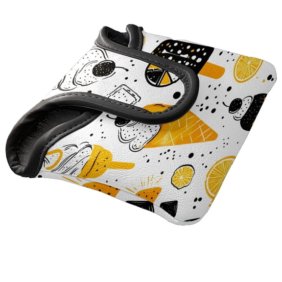 Golf Mallet Putter Cover Premium Leather Waterproof Golf Putter Head Cover with Magnetic Closure Ice Cream Pattern
