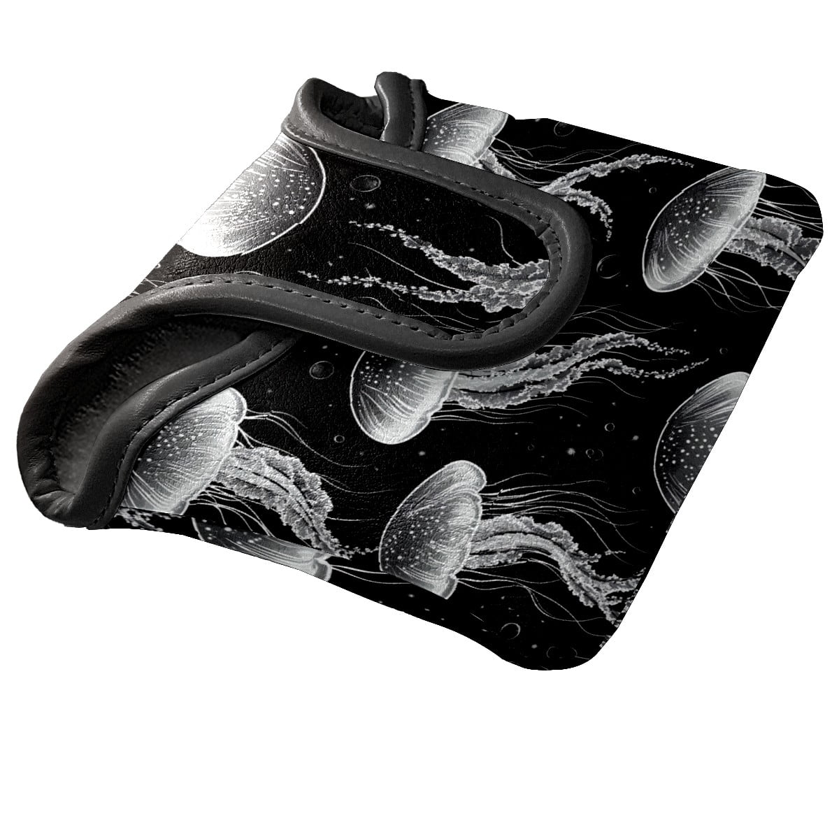 Golf Mallet Putter Cover Premium Leather Waterproof Golf Putter Head Cover with Magnetic Closure Jellyfish
