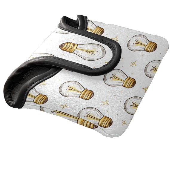 Golf Mallet Putter Cover Premium Leather Waterproof Golf Putter Head Cover with Magnetic Closure Light Bulb Pattern