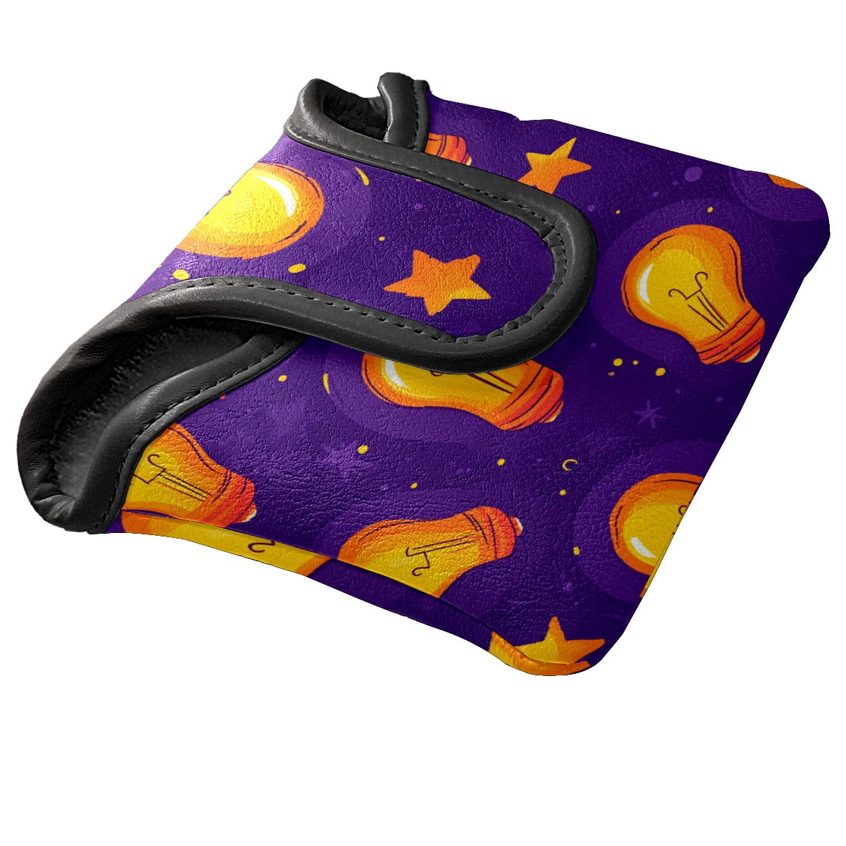 Golf Mallet Putter Cover Premium Leather Waterproof Golf Putter Head Cover with Magnetic Closure Light Bulb Pattern