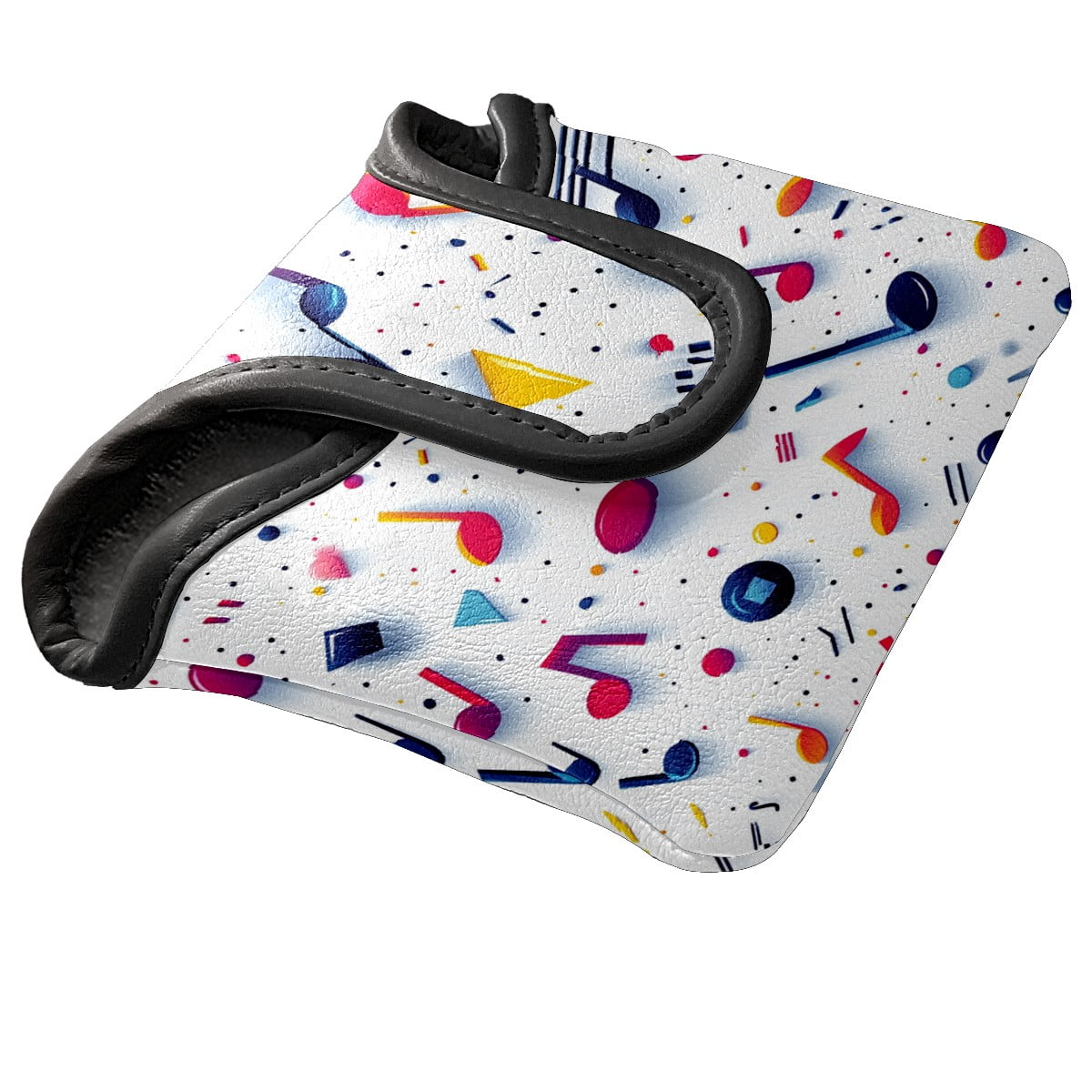 Golf Mallet Putter Cover Premium Leather Waterproof Golf Putter Head Cover with Magnetic Closure Musical Note Pattern