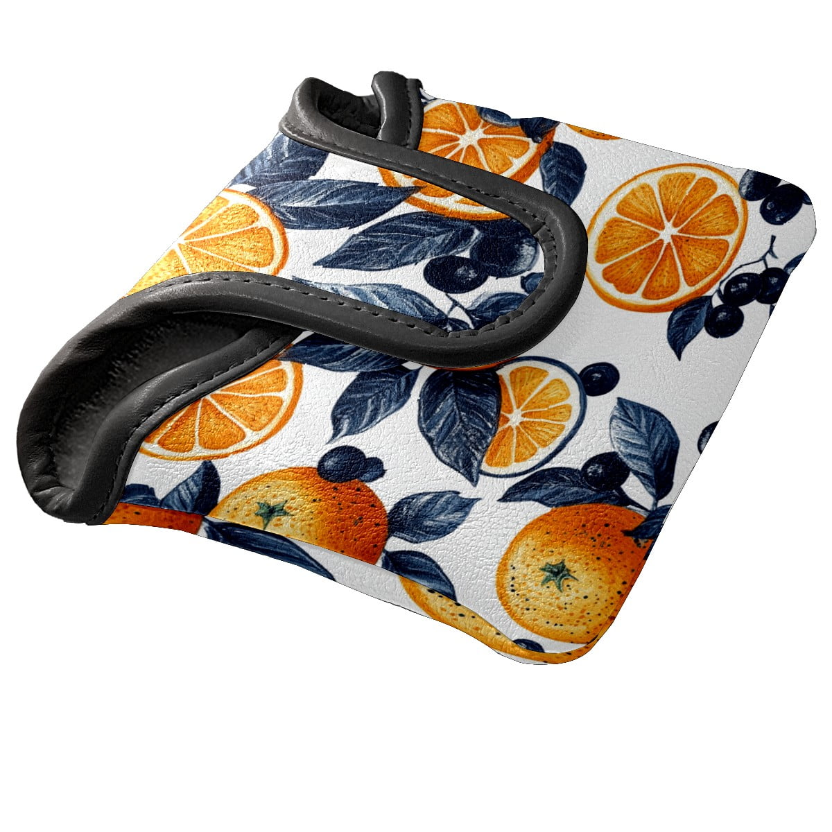 Golf Mallet Putter Cover Premium Leather Waterproof Golf Putter Head Cover with Magnetic Closure Orange Berries