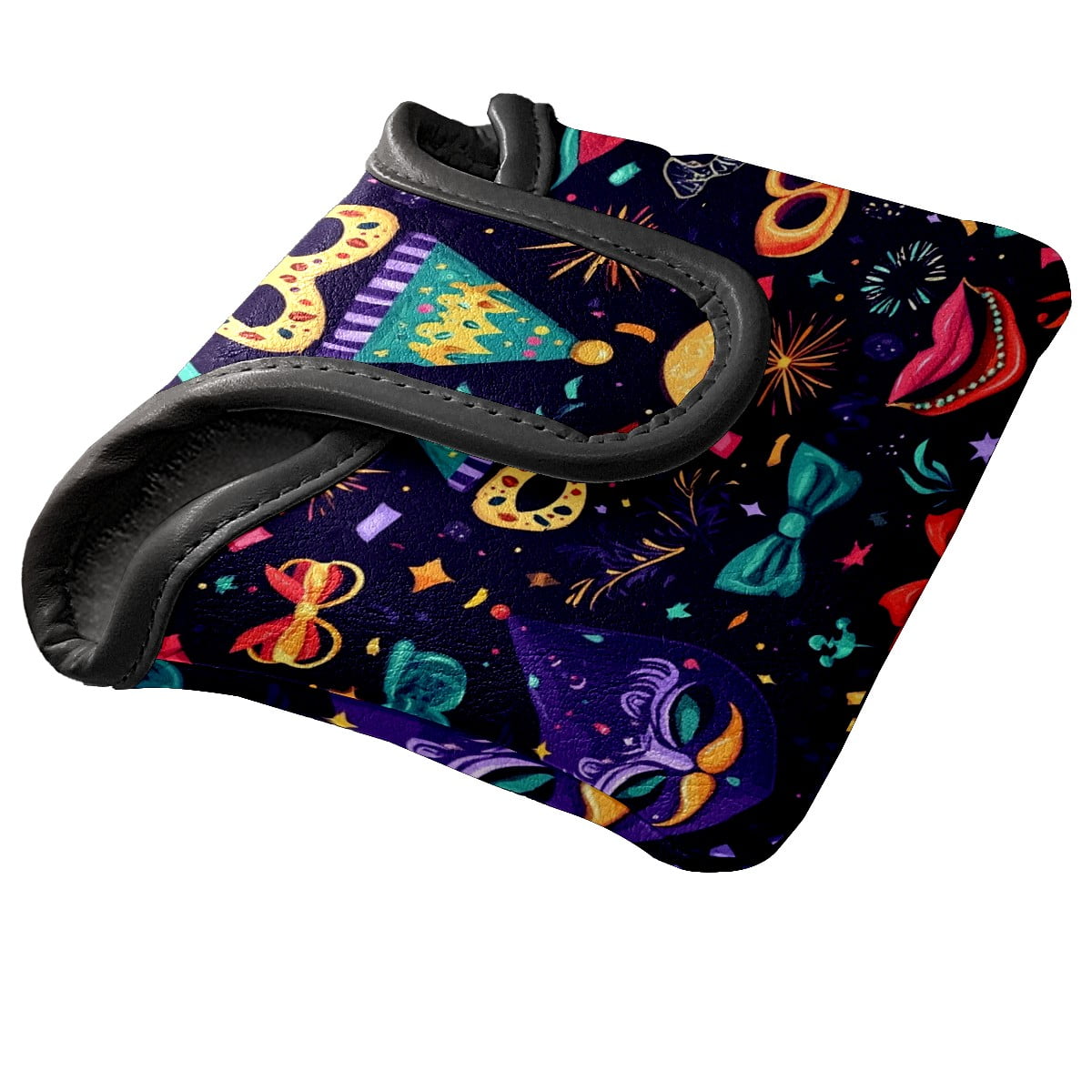 Golf Mallet Putter Cover Premium Leather Waterproof Golf Putter Head Cover with Magnetic Closure Party Pattern