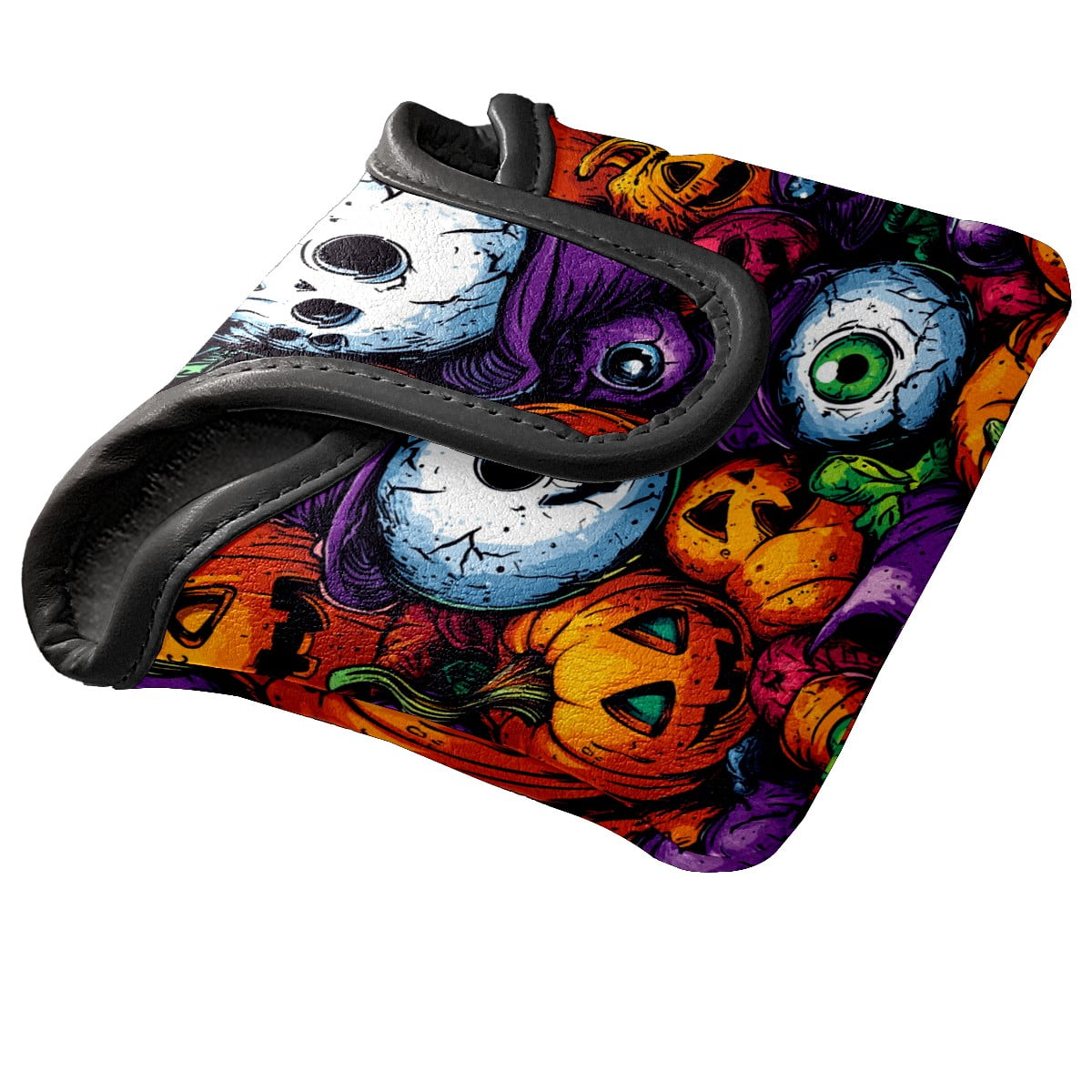 Golf Mallet Putter Cover Premium Leather Waterproof Golf Putter Head Cover with Magnetic Closure Pumpkin Eyeball