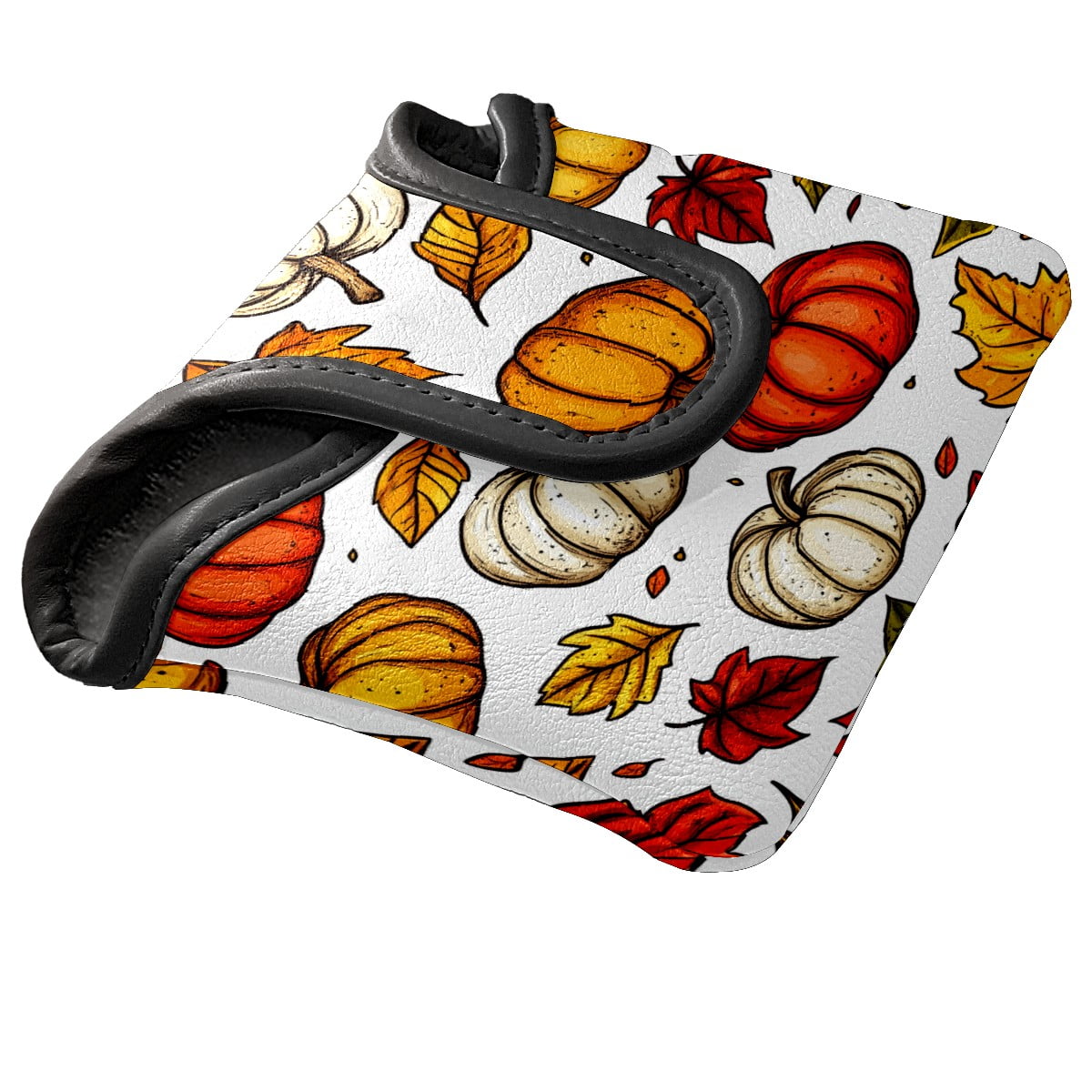 Golf Mallet Putter Cover Premium Leather Waterproof Golf Putter Head Cover with Magnetic Closure Pumpkin