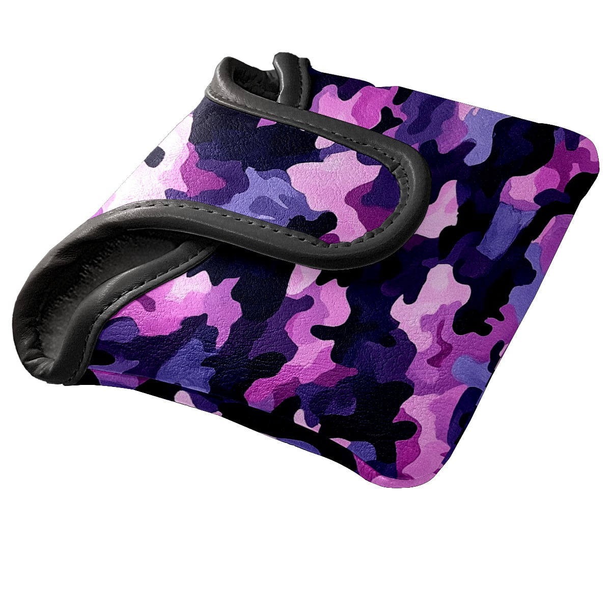 Golf Mallet Putter Cover Premium Leather Waterproof Golf Putter Head Cover with Magnetic Closure Purple Camouflage Pattern