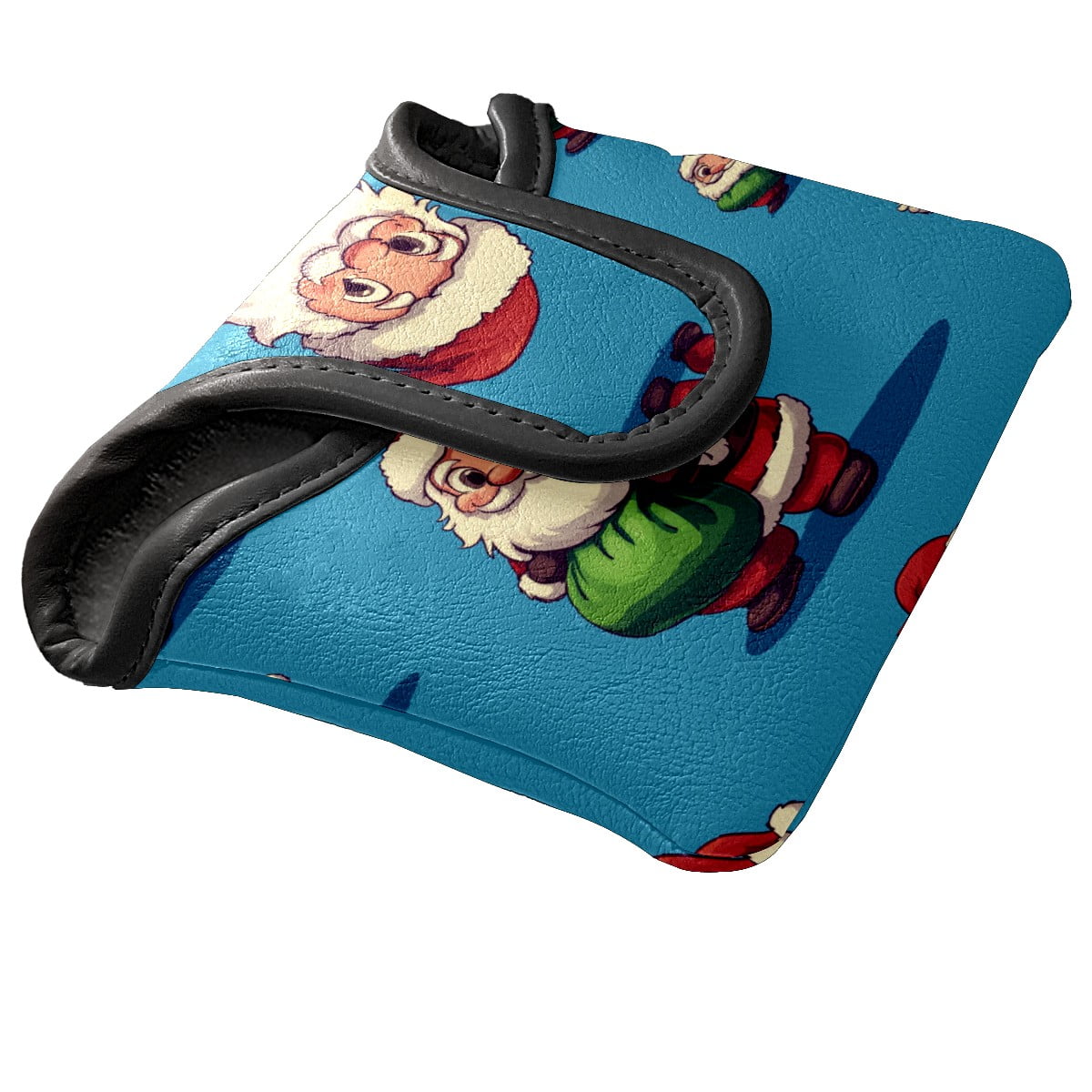 Golf Mallet Putter Cover Premium Leather Waterproof Golf Putter Head Cover with Magnetic Closure Santa Claus