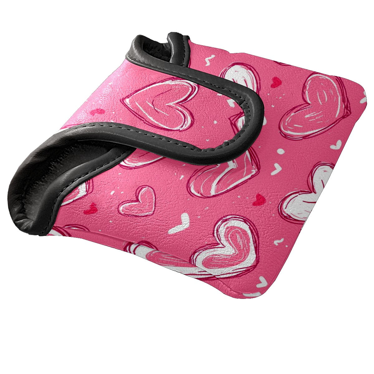 Golf Mallet Putter Cover Premium Leather Waterproof Golf Putter Head Cover with Magnetic Closure Valentine's Day Heart