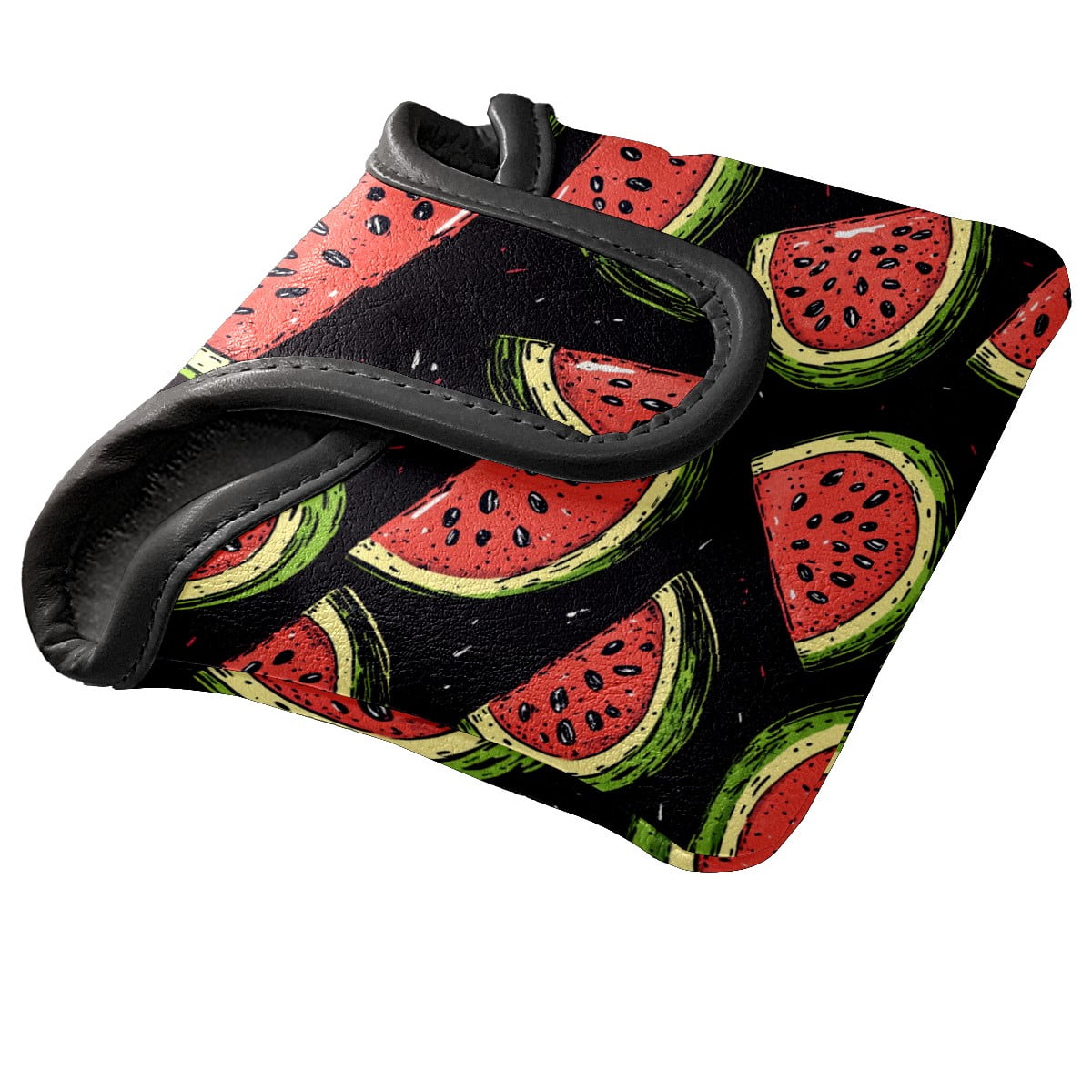 Golf Mallet Putter Cover Premium Leather Waterproof Golf Putter Head Cover with Magnetic Closure Watermelon Pattern