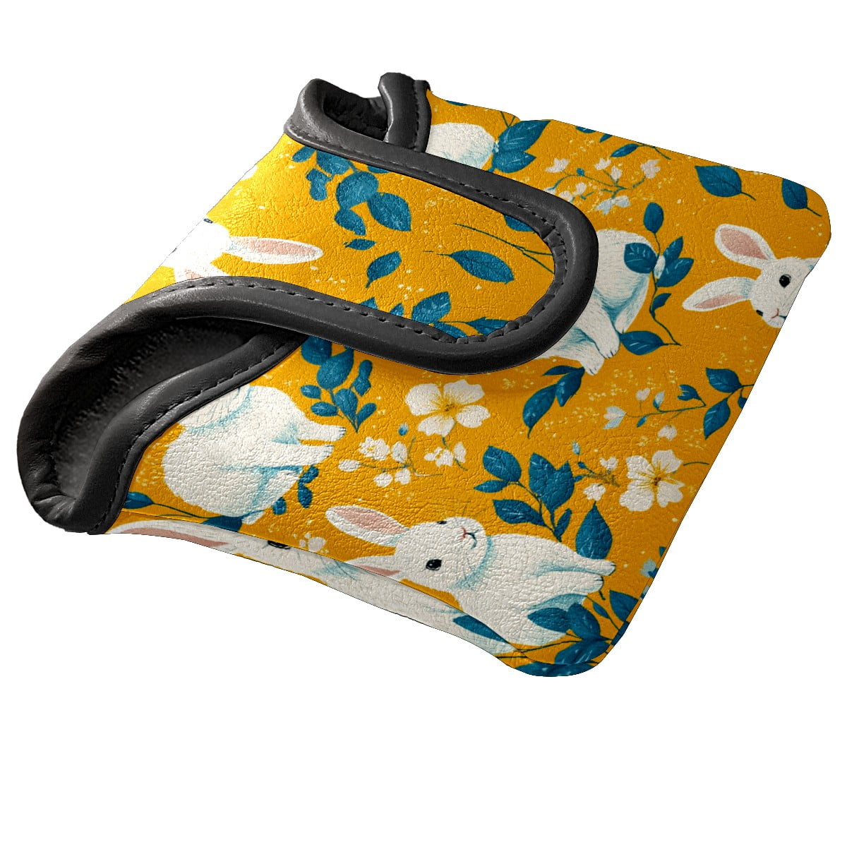 Golf Mallet Putter Cover Premium Leather Waterproof Golf Putter Head Cover with Magnetic Closure White Rabbit