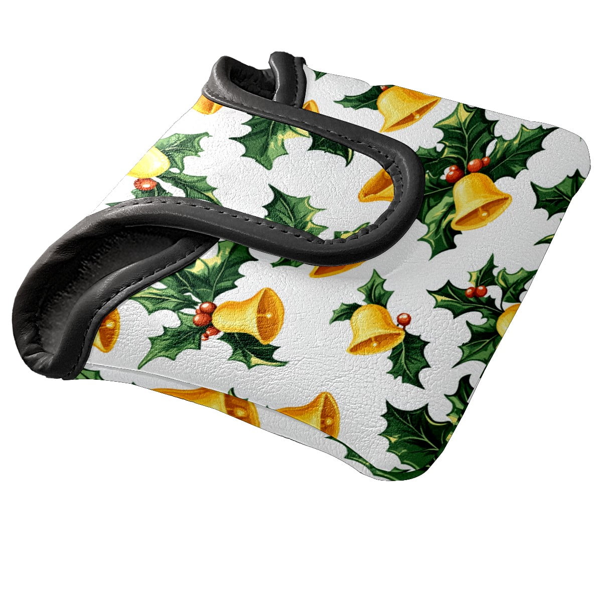 Golf Mallet Putter Cover Premium Leather Waterproof Golf Putter Head Cover with Magnetic Closure Yellow Bell