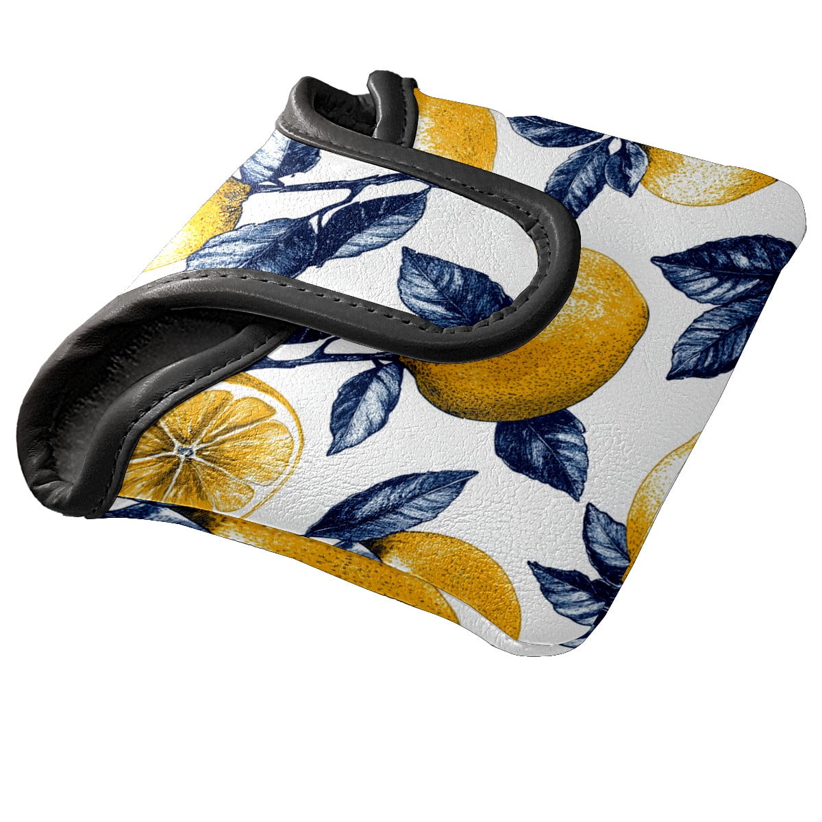 Golf Mallet Putter Cover Premium Leather Waterproof Golf Putter Head Cover with Magnetic Closure Yellow Lemon
