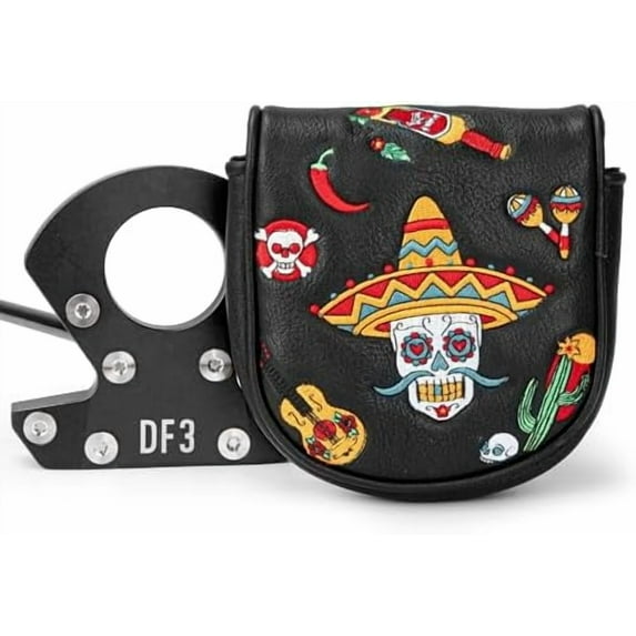 Golf Mallet Putter Cover, Sugar Skull Magnetic Closure Headcover Premium Leather Golf Club Head Covers Fits Golf DF3 Putter, Mallet Putter Headcover$$Sport & Recreation Other