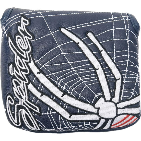 Golf Mallet Putter Head Cover Spider Embroidery Pattern Magnetic Synthetic Leather PU Headcover