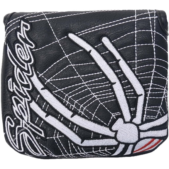 Golf Mallet Putter Head Cover Spider Embroidery Pattern Magnetic Synthetic Leather PU Headcover