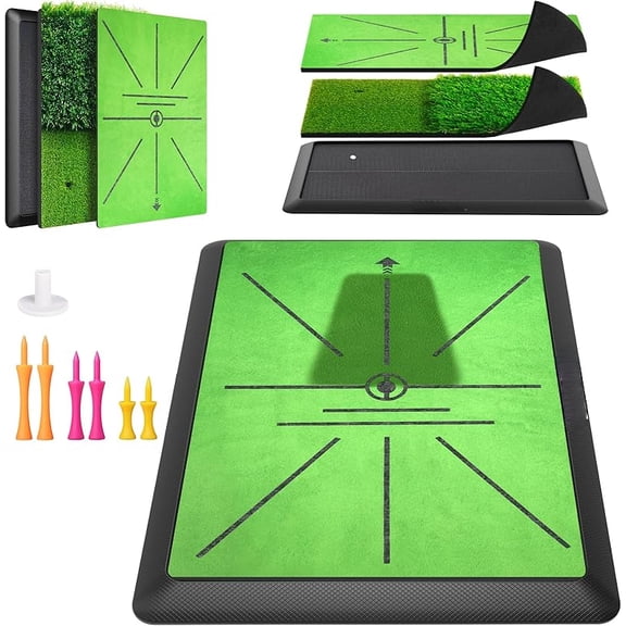 Golf Mat for Training, Indoor & Outdoor Use, Chipping and Swing Path Practice, Hitting Turf Mat with Rubber Backing
