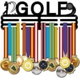 thumbnail image 1 of Golf Medal Display Holders Golfing Medal Display Hangers Black Sturdy Steel Medal Racks Over 60 Medals Award Display Shelf with 12 Lines Wall Mounted Medal Hangers, 1 of 9