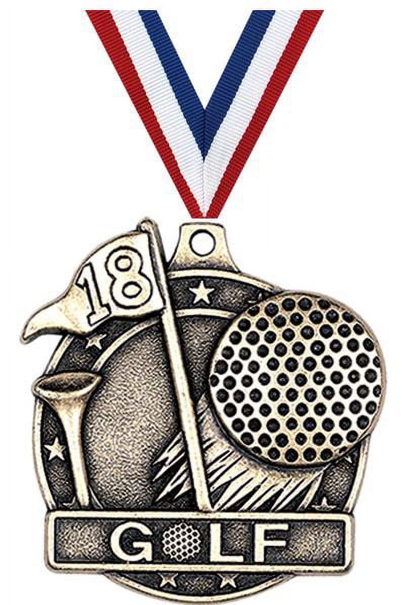Golf Medals, 2" Gold Diecast Golf Medal Award 100 Pack