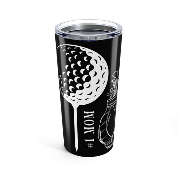 Golf Mom 20 oz Stainless Steel Tumbler Double-Wall Insulated with Lid, Black