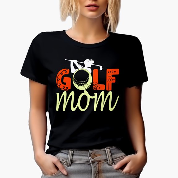 Golf Mom, Golf Player, Golfing or Golfer Themed Merch Gift, Black T-Shirt, X-Large