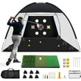 thumbnail image 1 of Golf Net, 10x7 Ft Practice Hitting Golf Net with Tri-Turf Mat, Ball, Tee, and Carring Bag, All-in-One Multi-Target Training Aid for Outdoor/Indoor Chipping & Driving, Ideal Gift for Men/Enthusiasts, 1 of 7