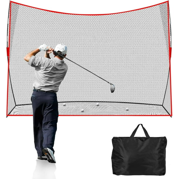 Golf Net: 10x7ft Heavy Duty Golf Practice Net for Indoor/Outdoor Training, Portable Golf Hitting Net with Carry Bag, Ideal Golf Training Aid for Golfers Backyard Driving Chipping Swing (Standard)