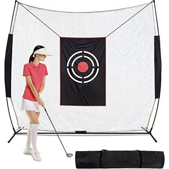 Kapler 7 x 7 ft Golf Hitting Net, High-Impact Backyard Driving and Chipping Practice Net with Target and Carry Bag for Indoor or Outdoor Use