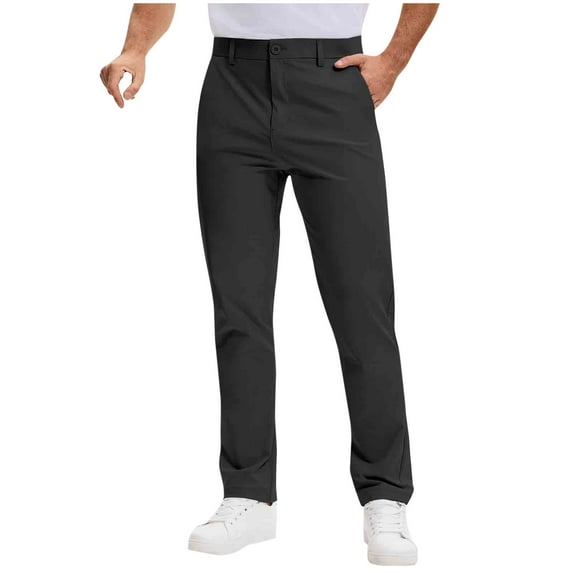 Golf Pants For Men Button Down Zipper Straight Leg Trousers Quick Dry Lightweight Breathable Pants With Pockets (3XL, Black)