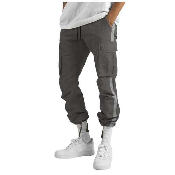 Golf Pants Men Plaid Mens Cargo Pants Elastic Waist Drawstring Relaxed Fit Outdoor Joggers Straight Leg Hiking Workout Pants with Pockets