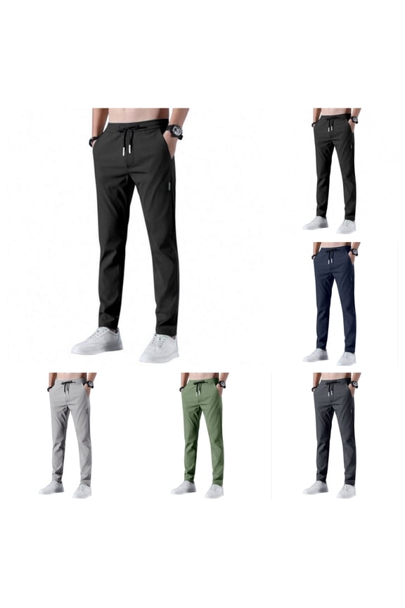 Golf Pants Men Straight Fit Trousers Fashion Running Tapered Jogger Pants 2026 Summer Breathable Cool Ice Silk Clothes Black 3XL