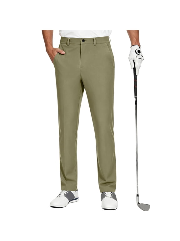 Golf Pants for Men Stretch Dress Pants Quick Dry Lightweight Slacks Trousers for Business Casual Travel Green L