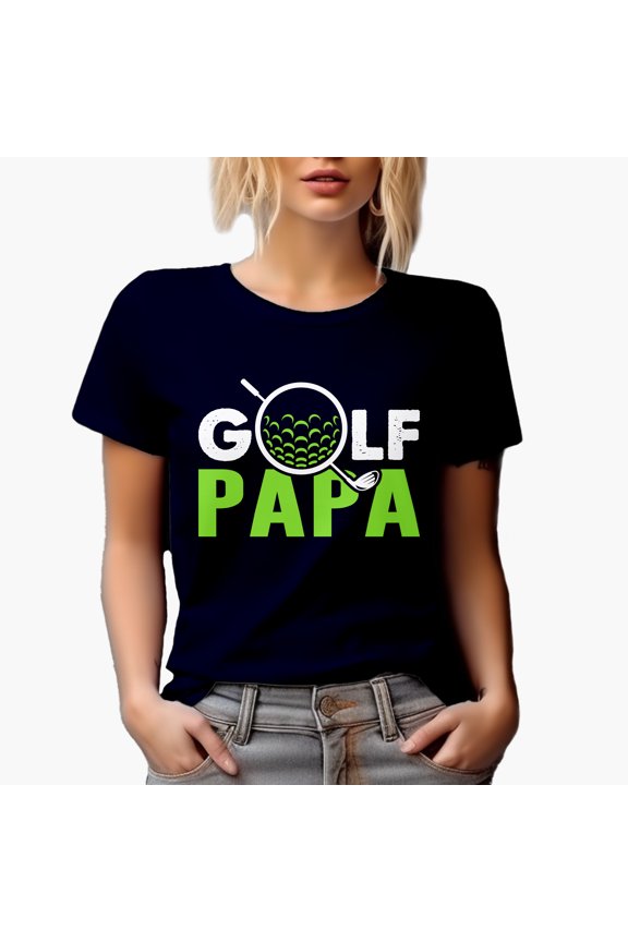 Golf Papa with a Ball & Club, Father or Grandpa Golf Player, Golfing or Golfer Themed Merch Gift, Navy Blue T-Shirt, 3XL