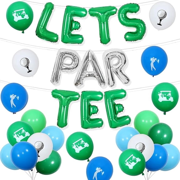 Golf Party Decorations, Blue Green Let's ParTee Balloon Banner, Let's Par- tee Decor, Sports Golf Themed Birthday Retirement Party Supplies