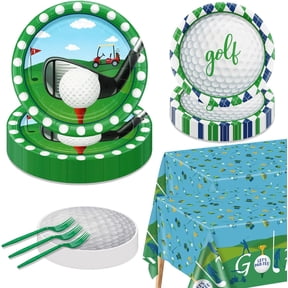 Golf Party Supplies for 40 Guests, Disposable Tableware Set Includes Golf Paper Plates, Golf Ball Napkins, Forks, Tablecloth for Men Golf Fans Birthday Party Decor Golf Sports Party Decorations