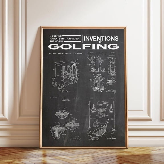Golf Patents Golfer Vintage Golf Cart Patent Artwork, Unframed Canvas 8x10in