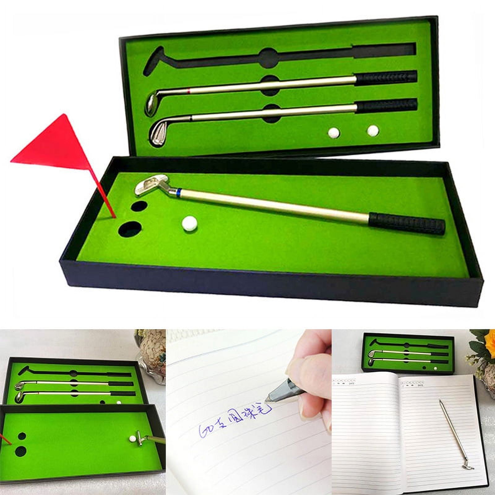 Golf Pen Set Mini Desktop Golf Ball Pen Gift Set with Flag Ballpoint