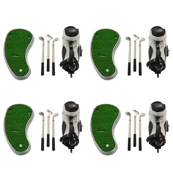 Golf Pens with Golf Bag Holder,Novelty Gifts with 12 Pieces Aluminum Pen Office Desk Golf Bag Pencil Holder,4x pen holder 12x pen,Black & White