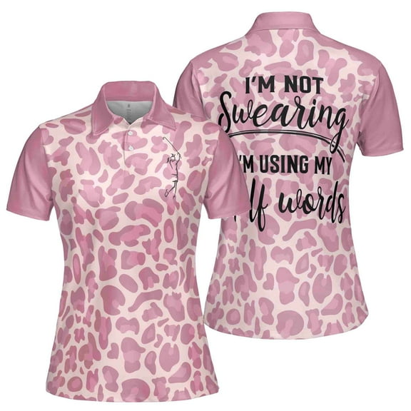 Golf Pink Leopard Funny Golf Team Women 3D Polo Shirt Size S-5XL