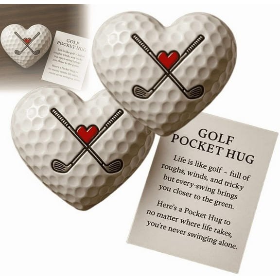 Golf Pocket Hug, Heart Golf Pocket Hug for Women & Men, Positive golfs Ball Gifts, Emotional Support Good Luck Gift for Him & Her Friend Sister Brother Christmas Valentine's Day C*2