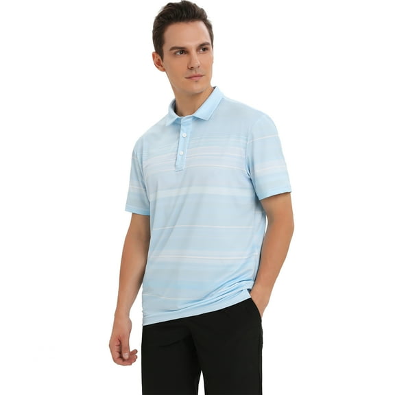 Golf Polo Shirts for Man Stretch Moisture Wicking Quick Dry Golf Polo Mens Golf Shirt Casual Blue XXL(Big and Tall Available)