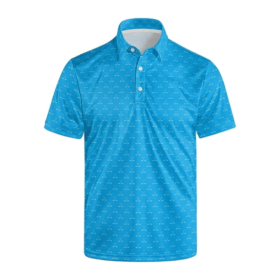 Golf Polo Shirts for Men Funny Golf Print Short Sleeve Polos Sky Blue XXL