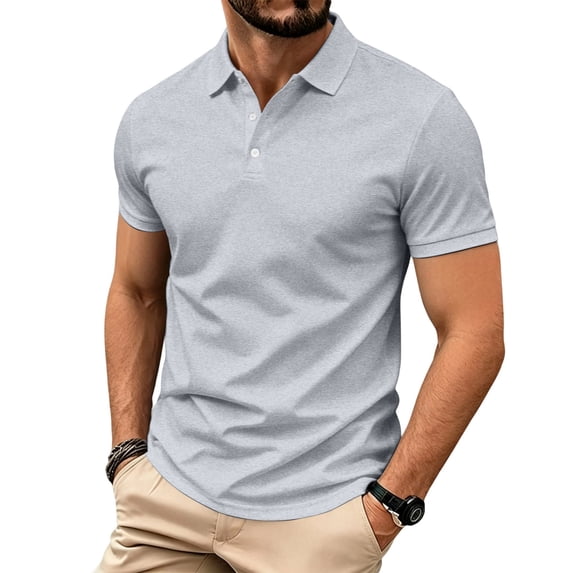 Golf Polo Shirts for Men Short Sleeve Collared Button Up Tees Casual Lightweight Quick Dry Work T Shirts, M