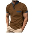 thumbnail image 1 of Golf Polos for Men Print Performance Quick Dry Men Polo Shirt Brown Business Casual Short Sleeve Shirt Loose Fit Golf Vacation Shirt, 1 of 4