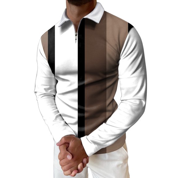 Golf Polos for Men Shirts Casual Spring Winter Long Sleeve Turndown Neck Printed Tee Blouse Men'S Clothing