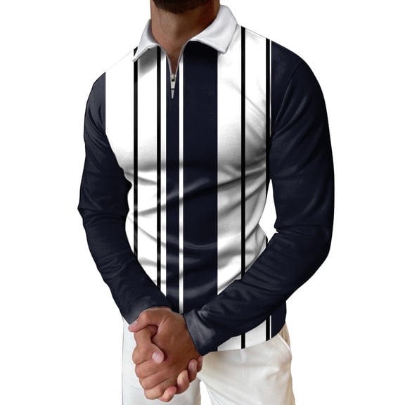 Golf Polos for Men Shirts Casual Spring Winter Long Sleeve Turndown Neck Printed Tee Blouse Men'S Clothing